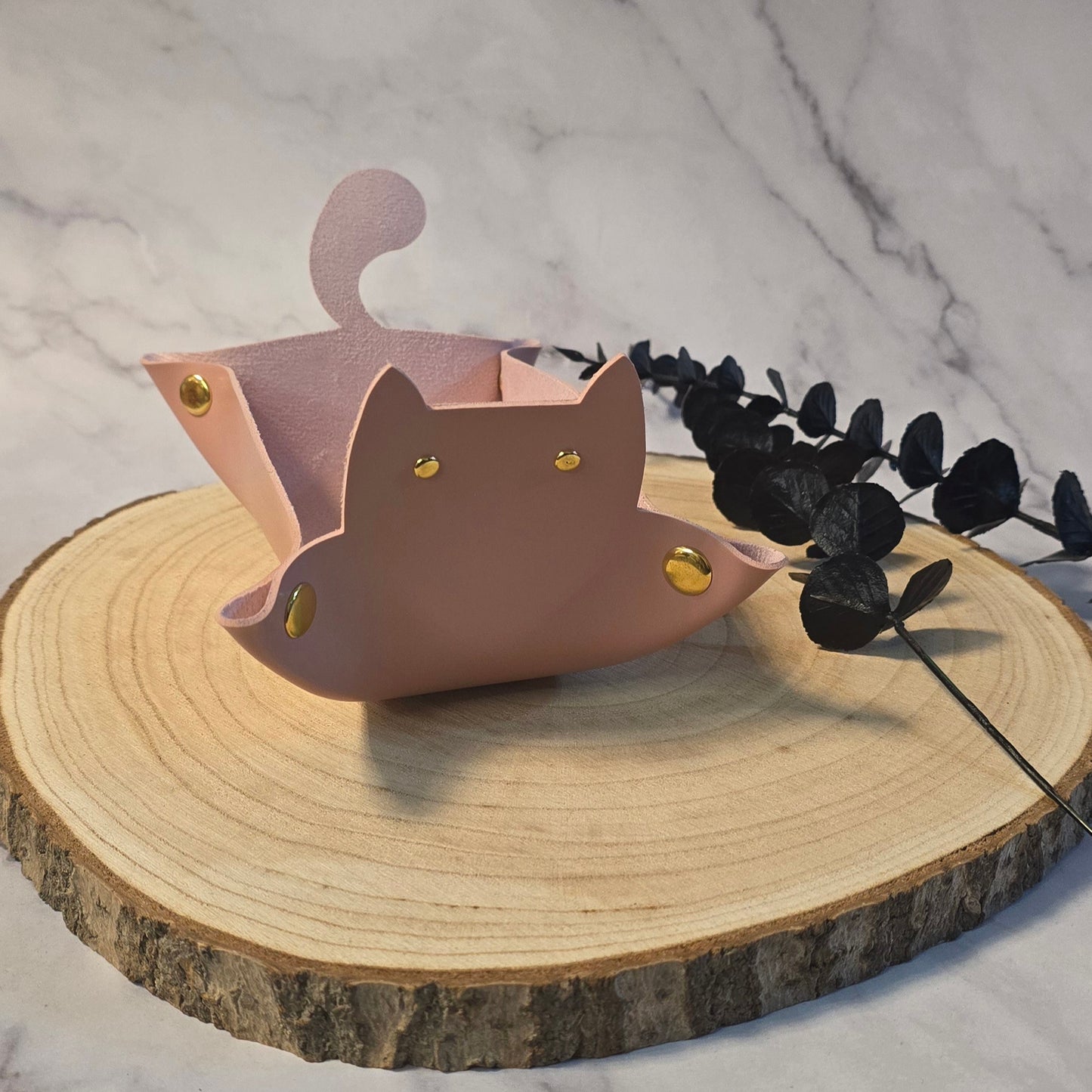 Würfelschale "Katze" PU-Leder