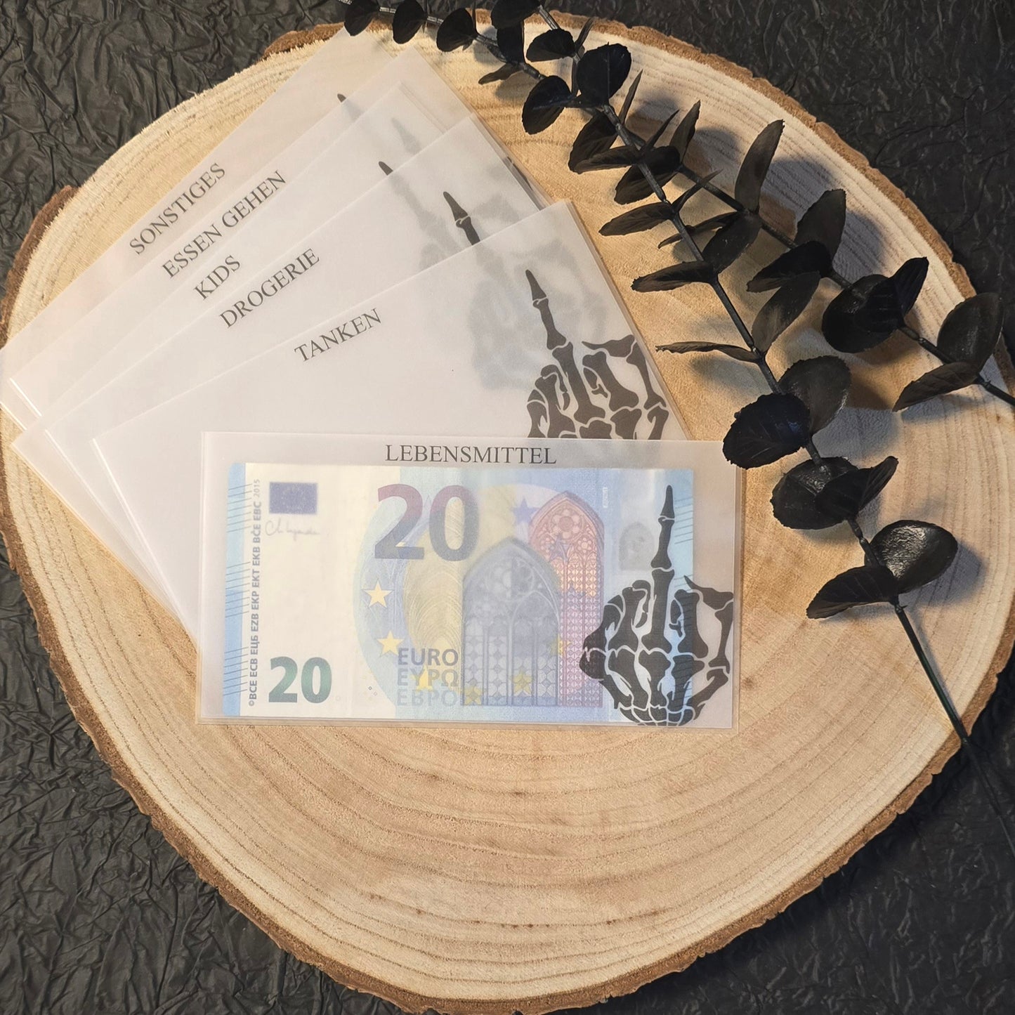 Umschlag-Wallet "Scheiss Finanzen" Personalisiert transparent