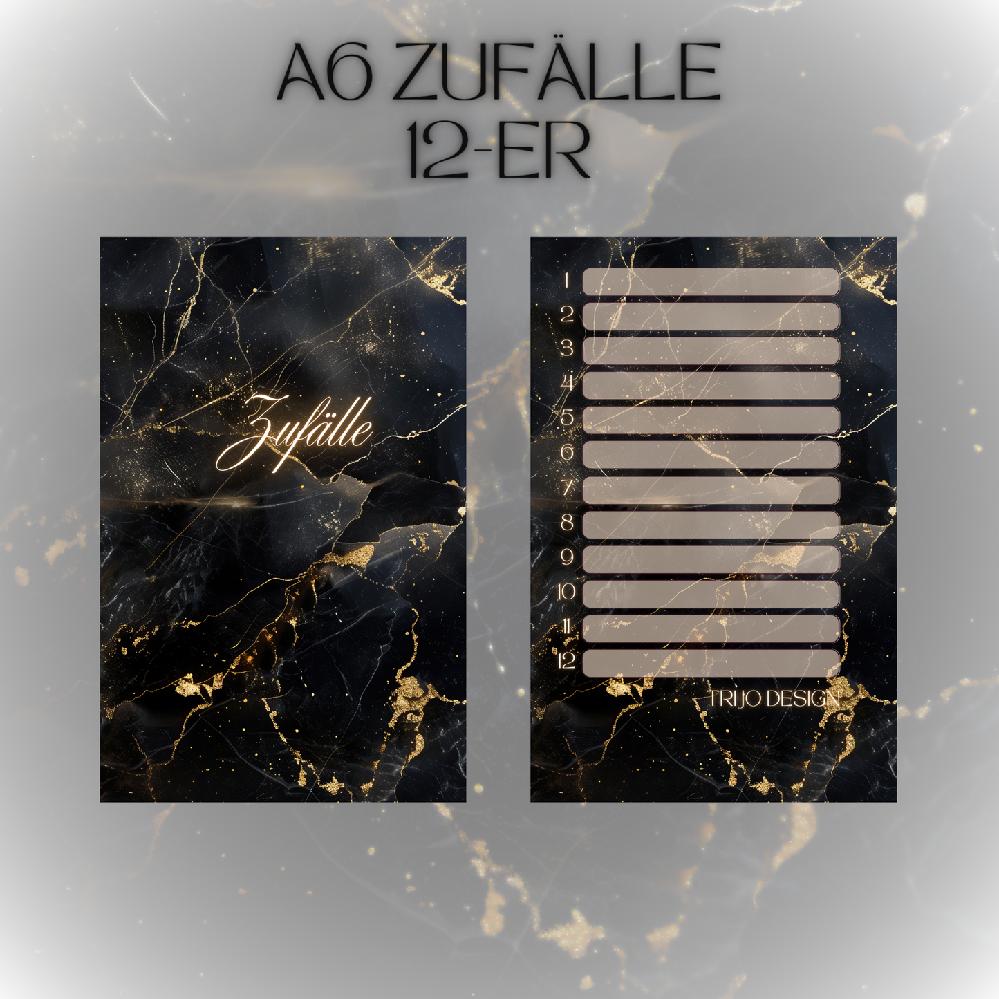 Register A6 Schwarz Marmor Zufälle 12er Set