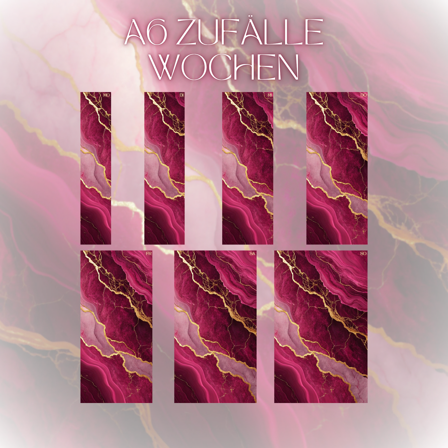 Register A6 Rot Marmor Zufälle 7 Tage Set Wochen-Zufälle
