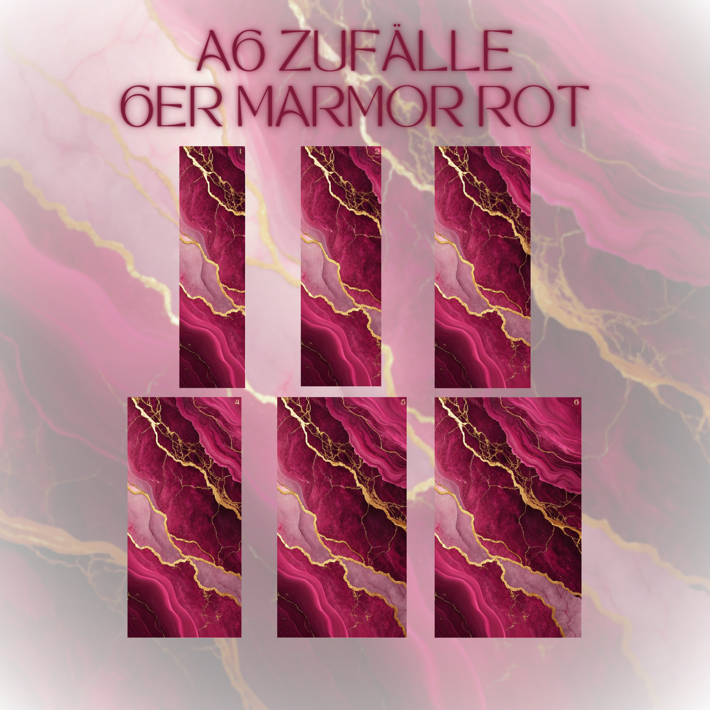 6er Set Register A6 Rot Marmor Zufälle