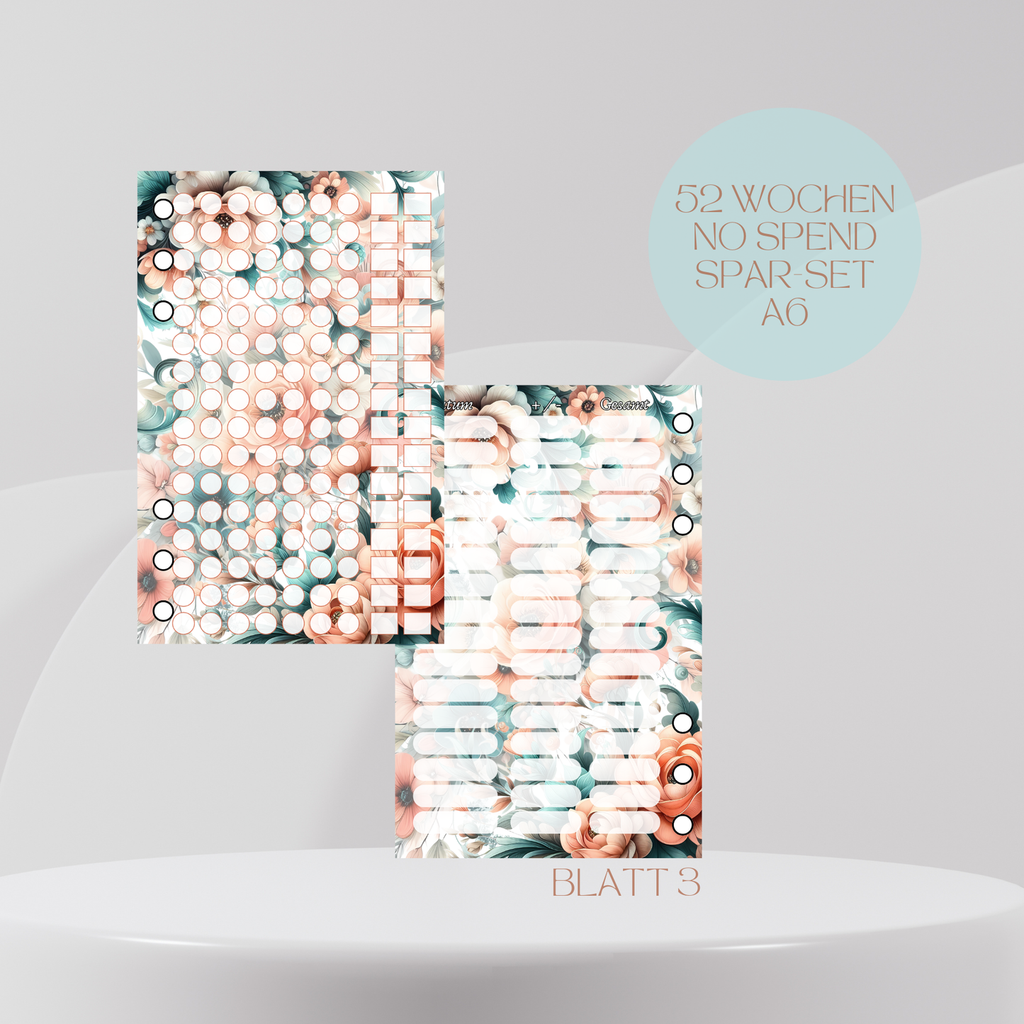 52 Wochen No Spend Spar-Set A6 Peachy Flower