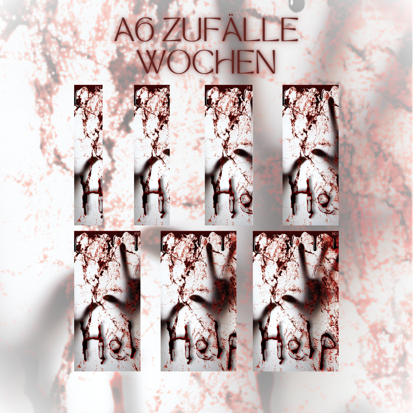 Register A6 Horror Zufälle 7 Tage Set Wochen-Zufälle