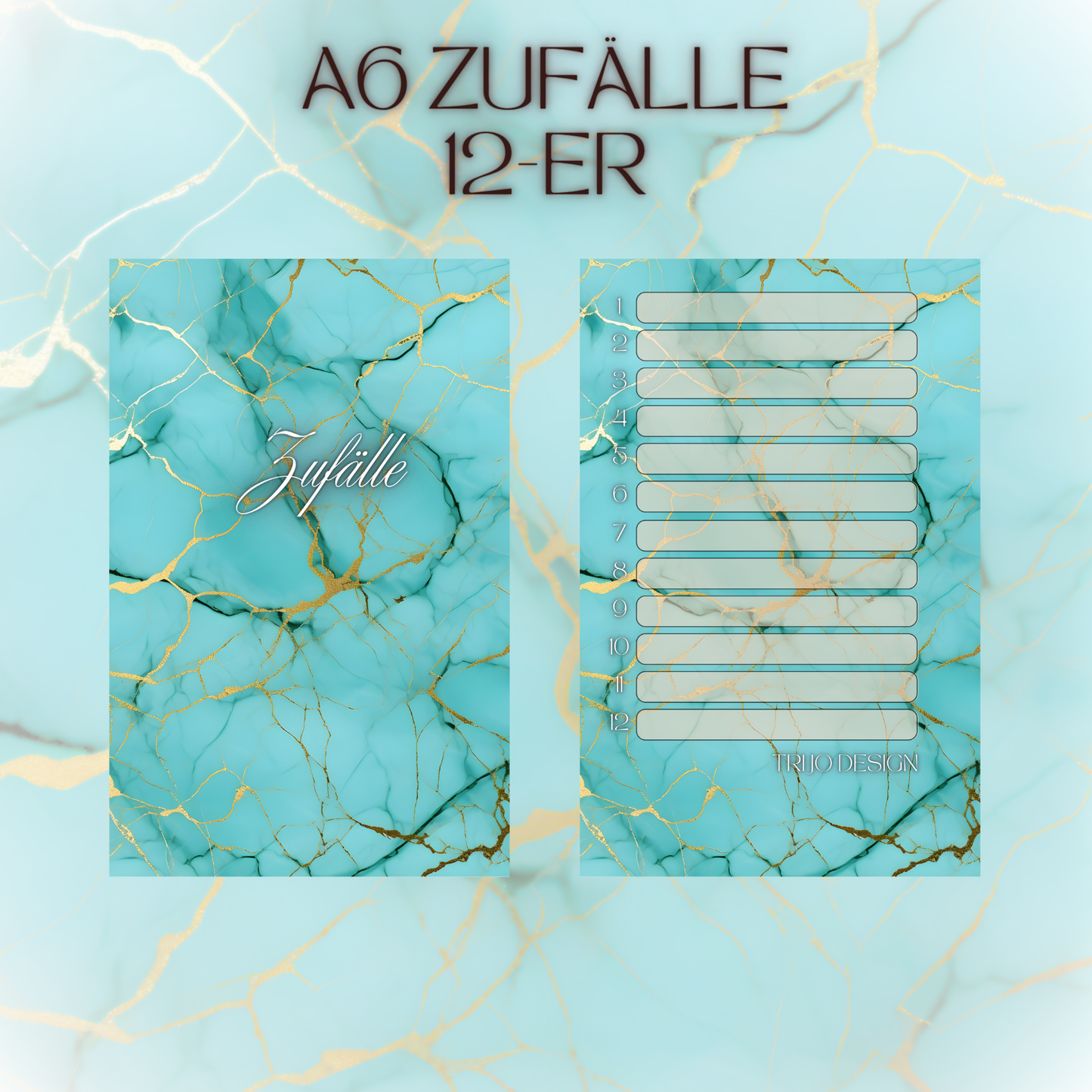 Register A6 Türkis Marmor Zufälle 12er Set