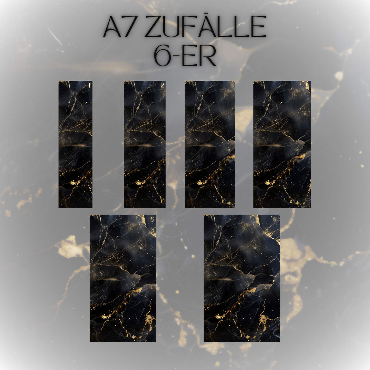 Register A7 Schwarz Marmor Zufälle 6er Set