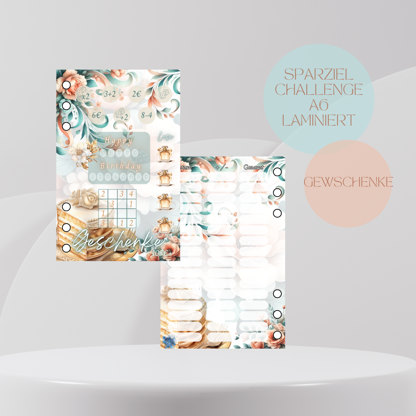 Sparziel Geschenke Sparchallenge Peachy Flower A6