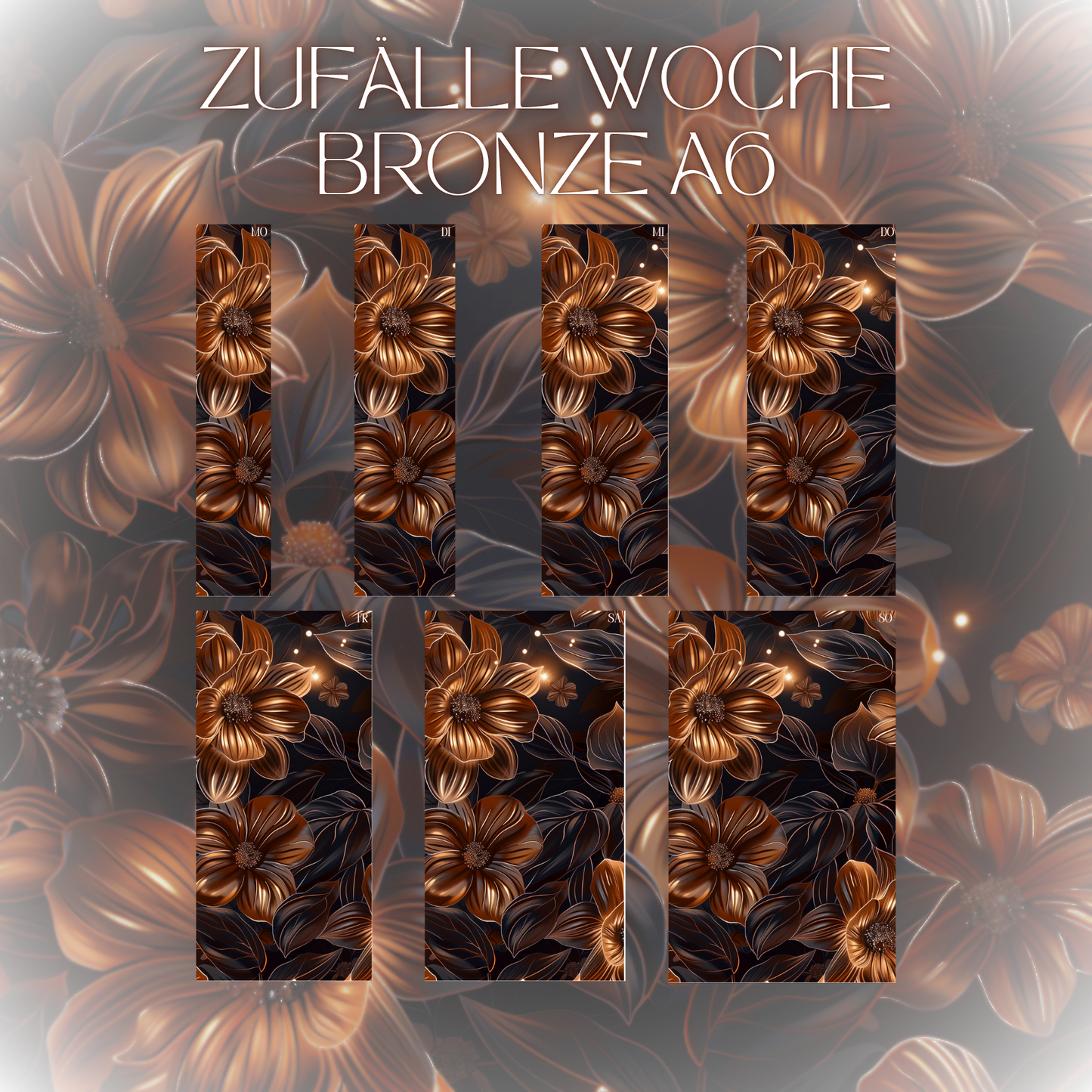 Register A6 Bronze Blumen Zufälle 7 Tage Set Wochen-Zufälle