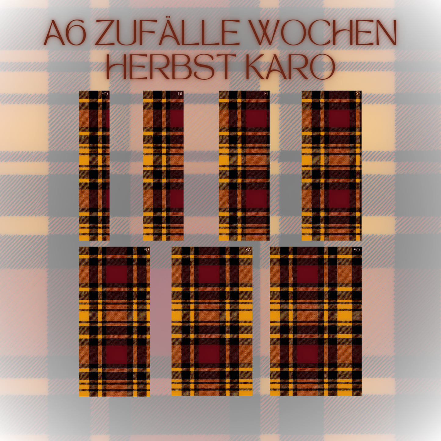 Register A6 Herbst Karo Zufälle 7 Tage Set Wochen-Zufälle