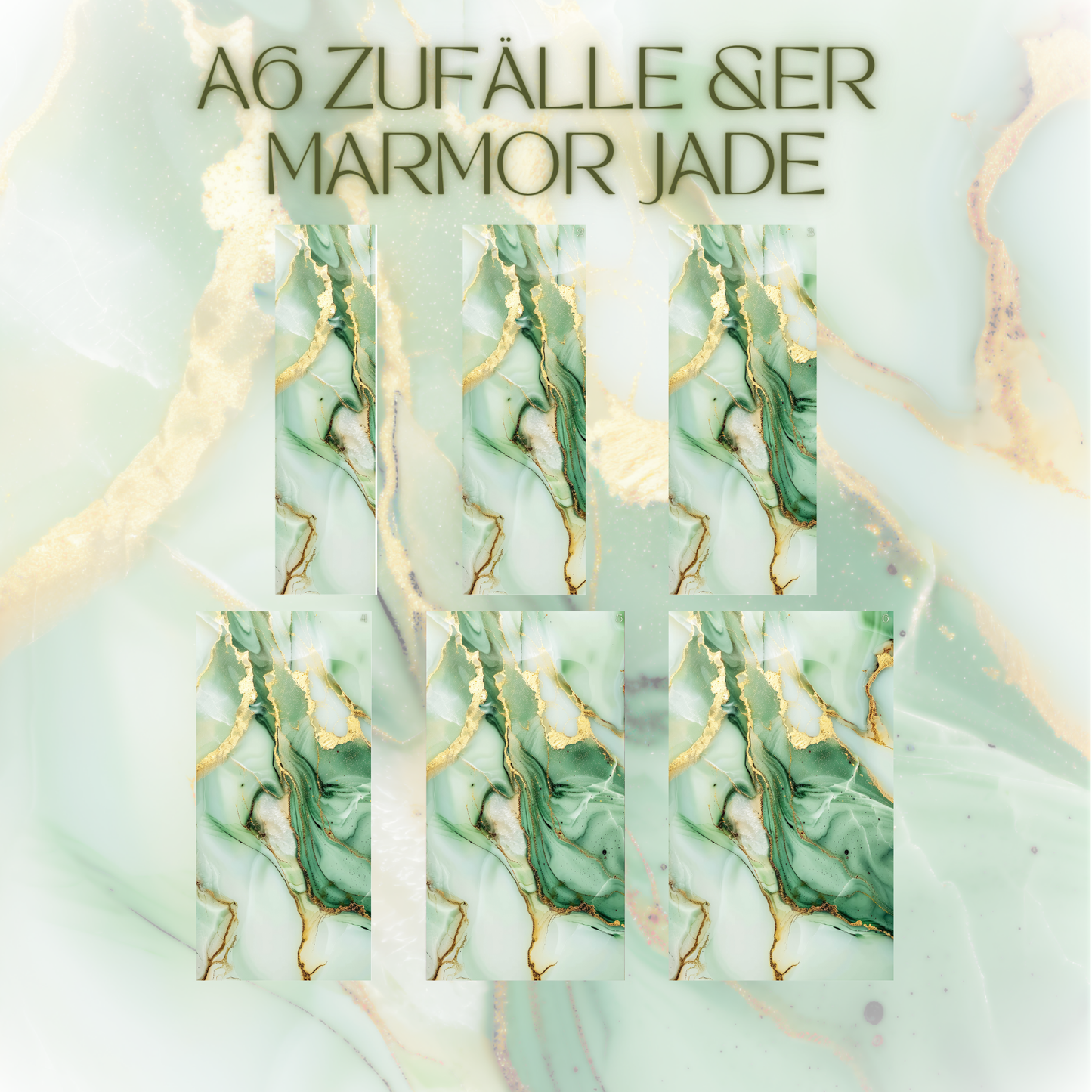 6er Set Register A6 Jade Marmor Zufälle