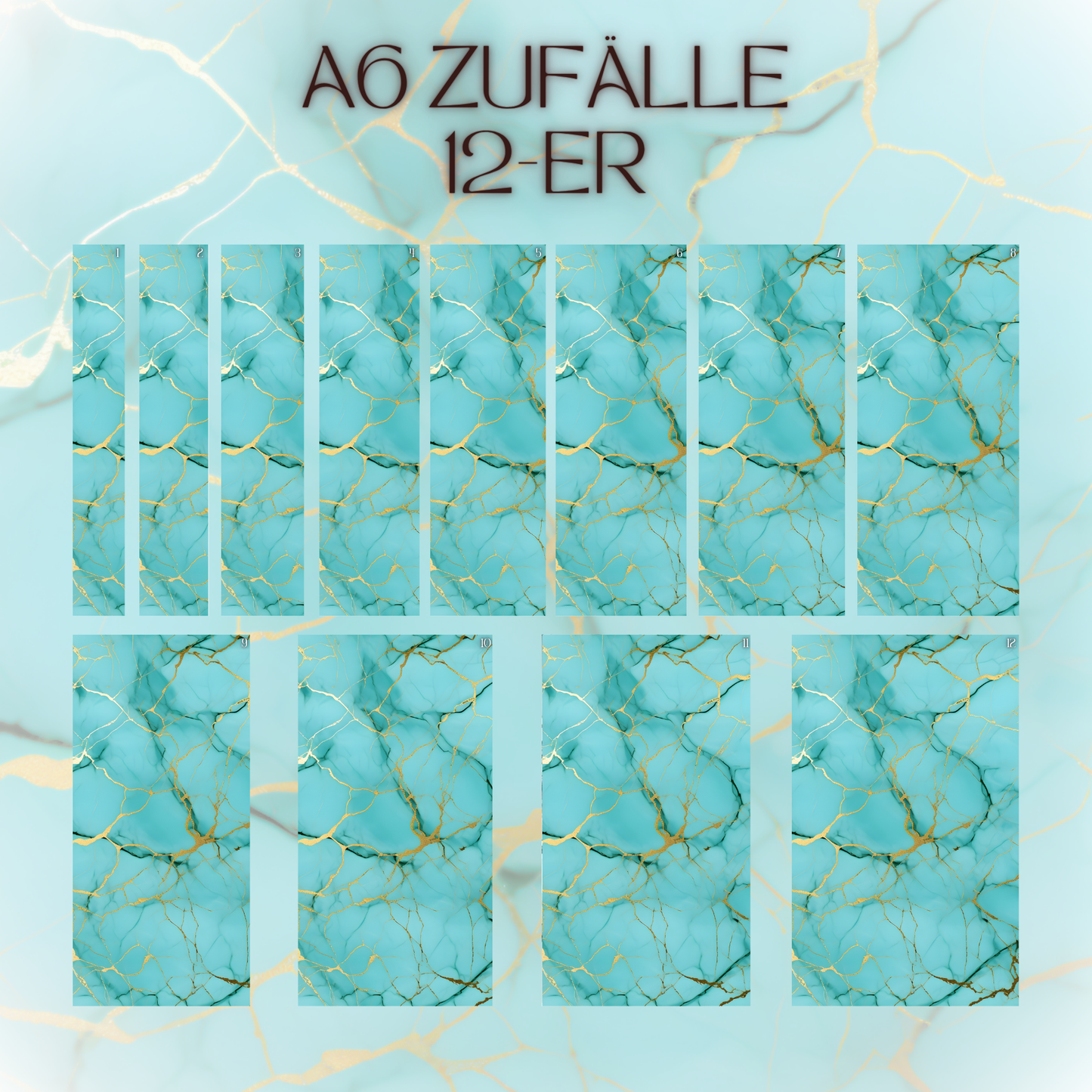 Register A6 Türkis Marmor Zufälle 12er Set