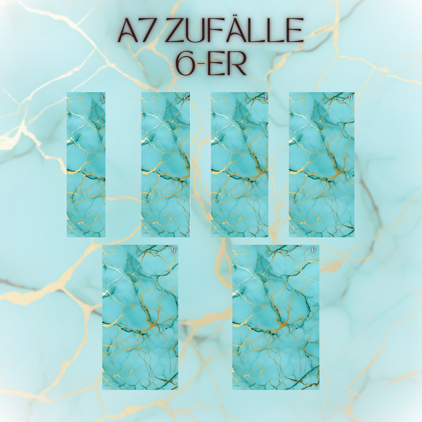 Register A7 Türkis Marmor Zufälle 6er Set