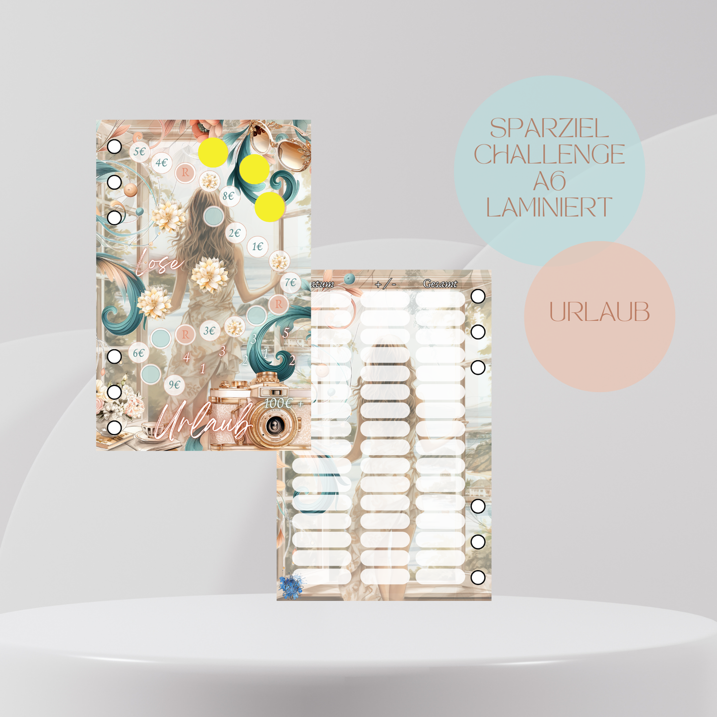 Sparziel Urlaub Sparchallenge Peachy Flower A6