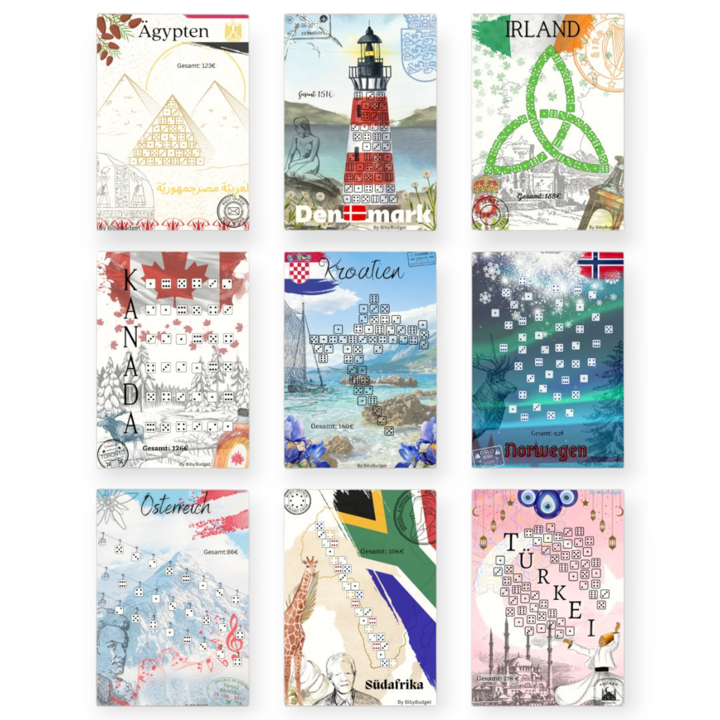 Länder der Welt - Würfelchallenge versch. Länder Set 2