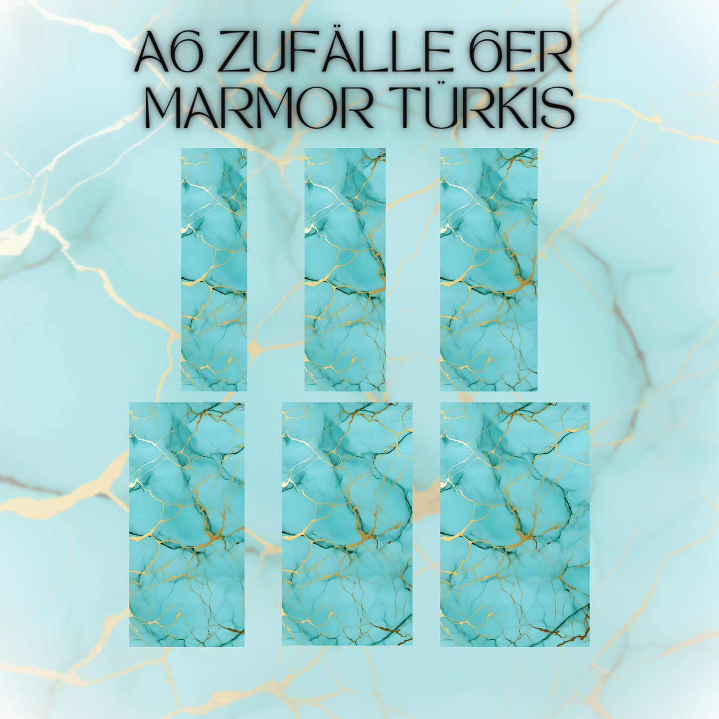 6er Set Register A6 Türkis Marmor Zufälle