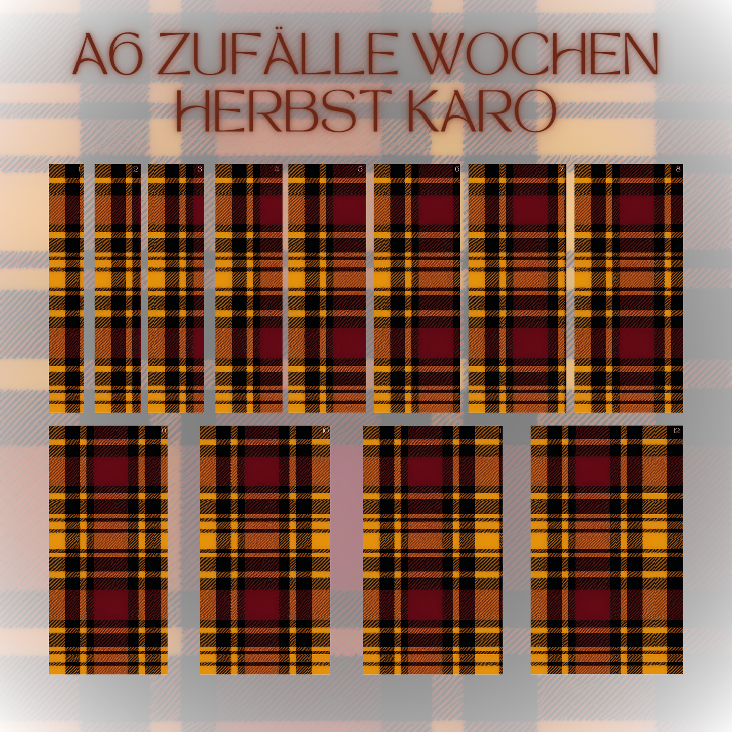 Register A6 Herbst Karo Zufälle 12er Set