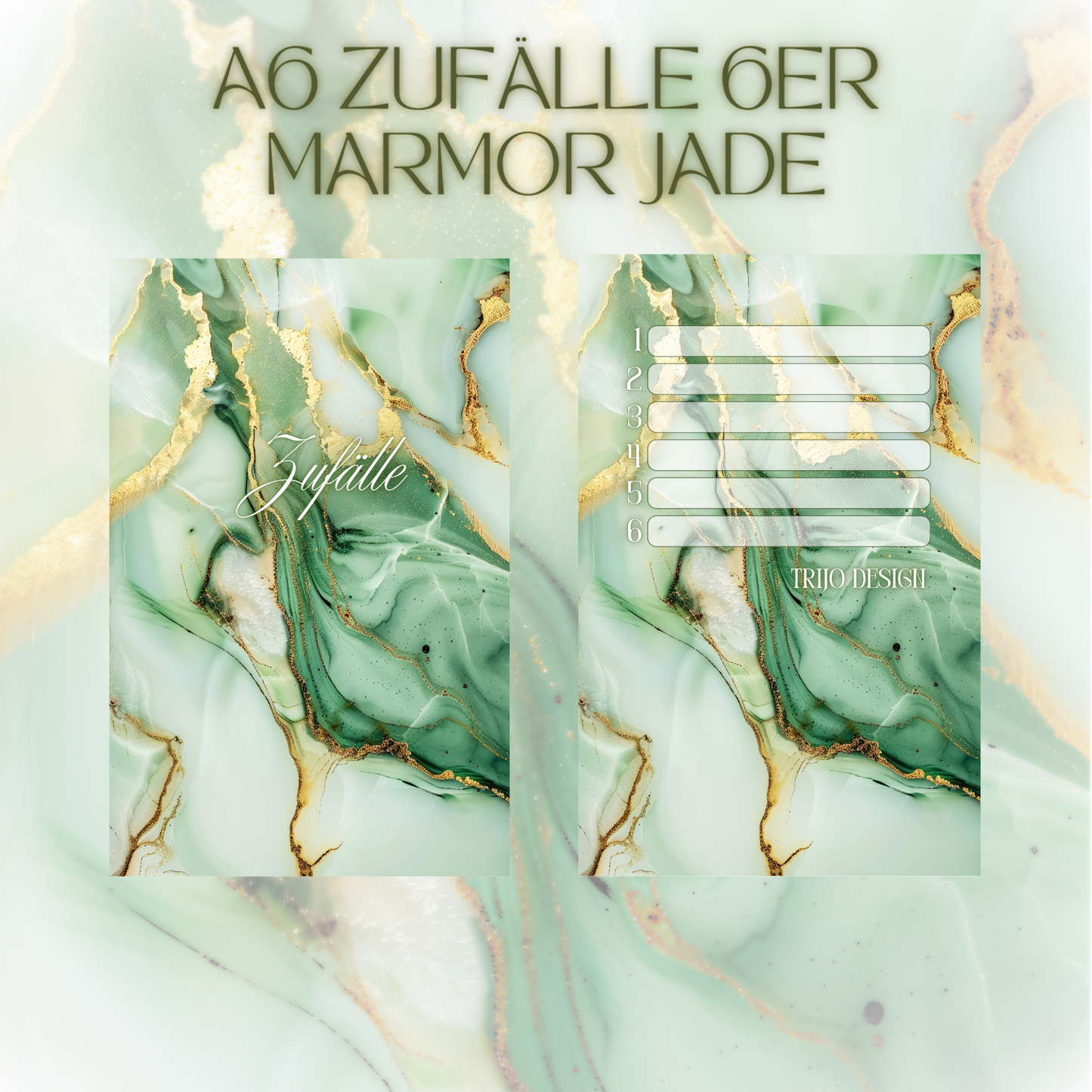 6er Set Register A6 Jade Marmor Zufälle