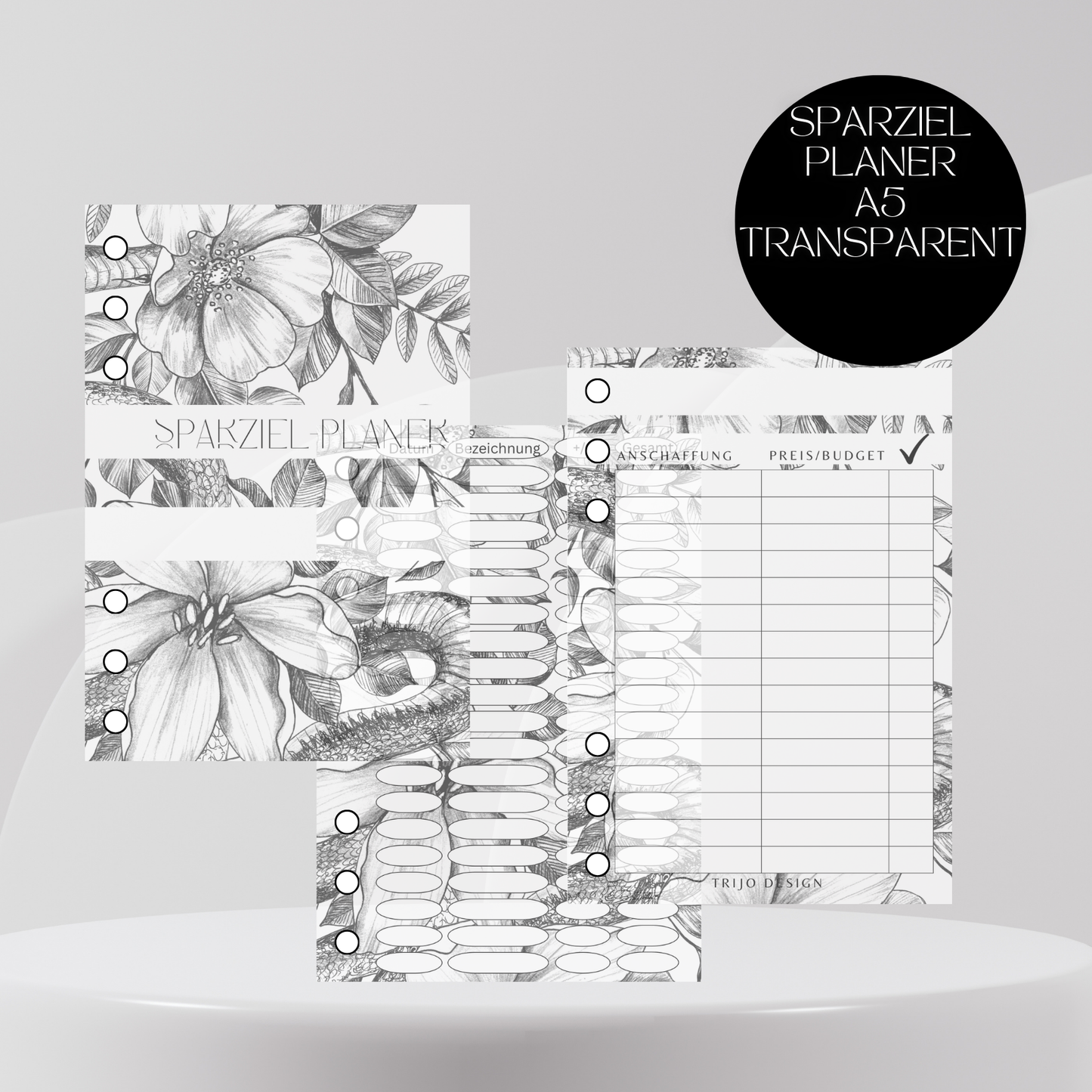 Sparziel-Planer "Flower Snake" A5 Transparent Set