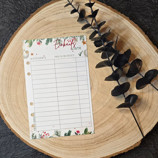 Weihnachts-Planer ERWEITERUNG - Einkaufsliste A6