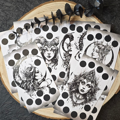 Zodiac Sternzeichen Rubbelchallenges Black and White A6