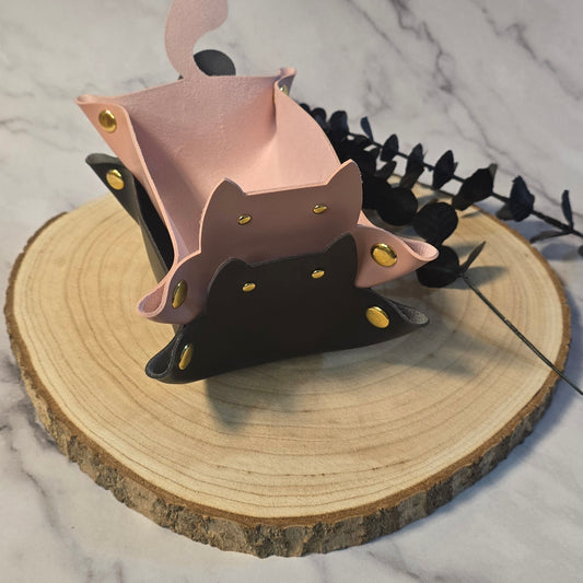 Würfelschale "Katze" PU-Leder