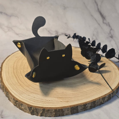 Würfelschale "Katze" PU-Leder