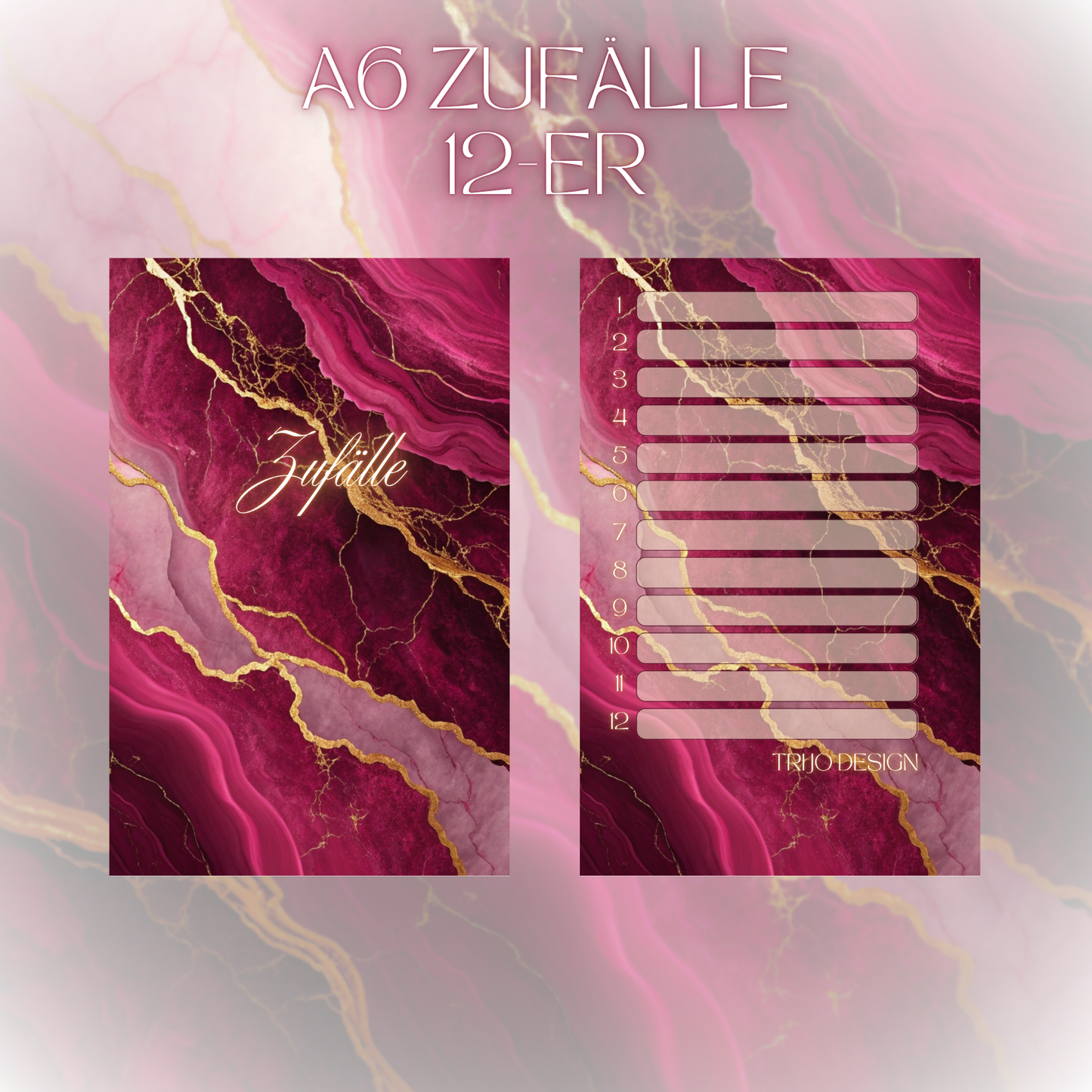 Register A6 Rot Marmor Zufälle 12er Set