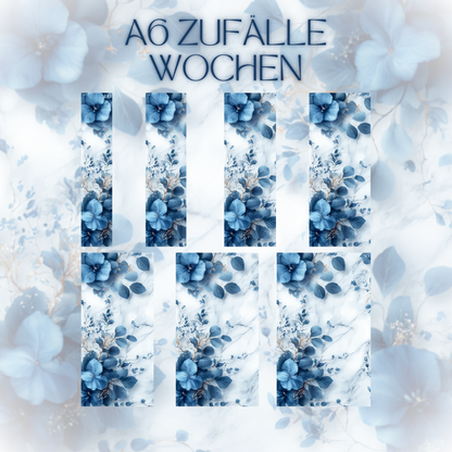 Register A6 Blau Blumen  Zufälle 7 Tage Set Wochen-Zufälle