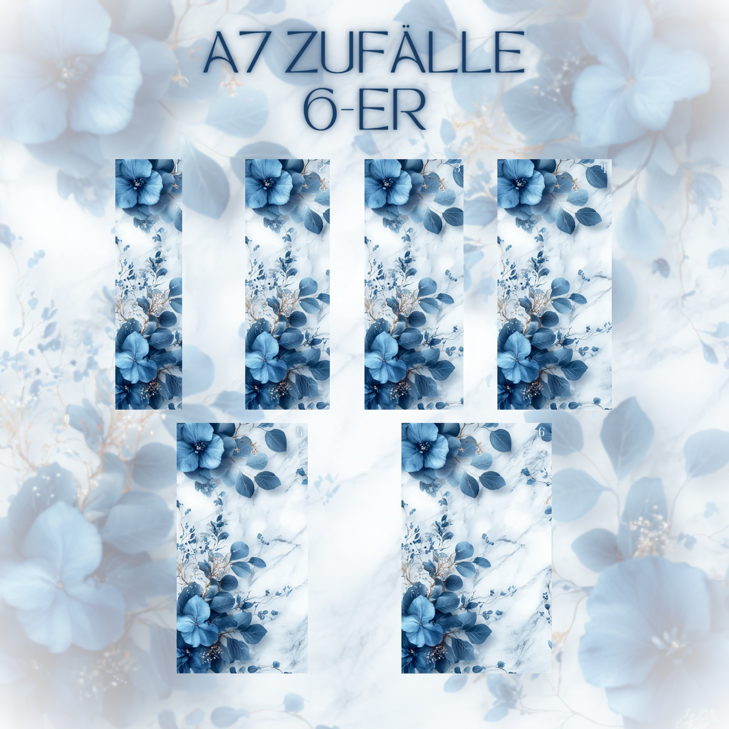 Register A7 Blau Blumen Zufälle 6er Set