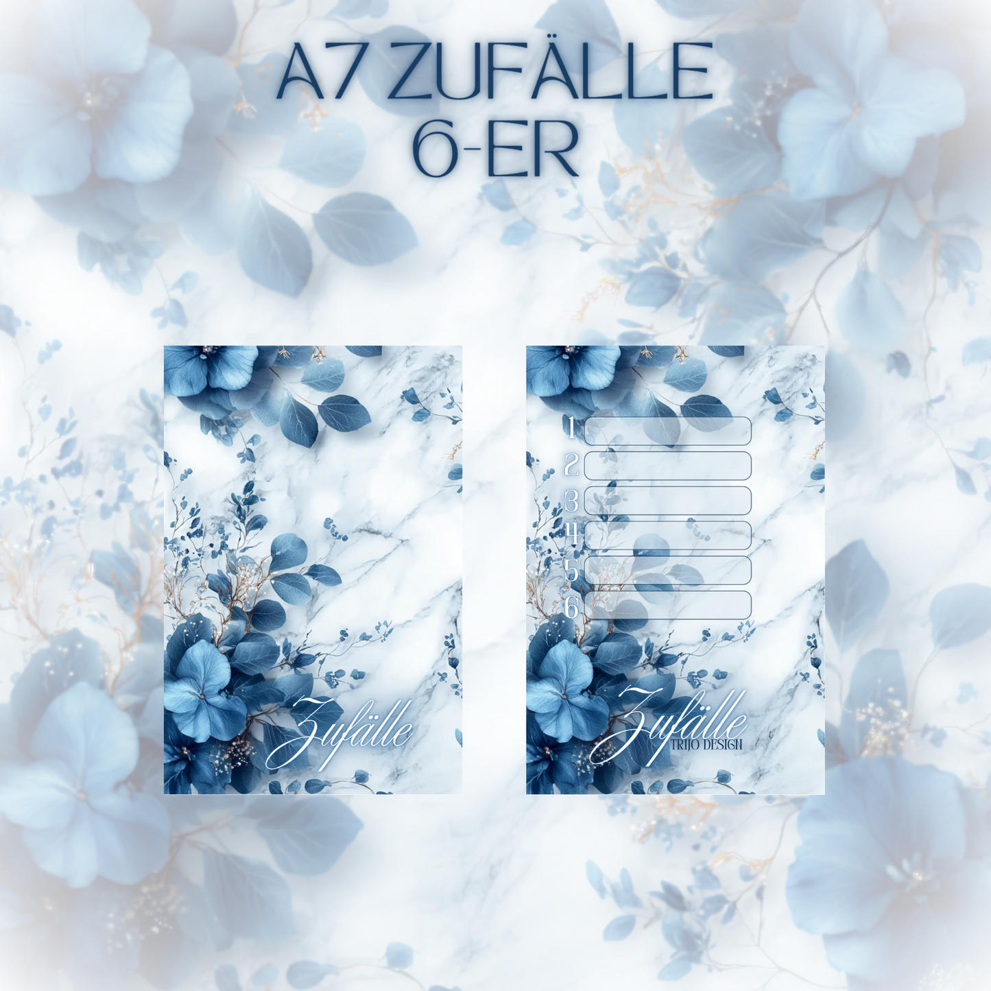 Register A7 Blau Blumen Zufälle 6er Set