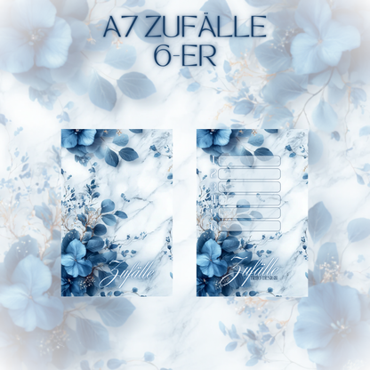 Register A7 Blau Blumen Zufälle 6er Set