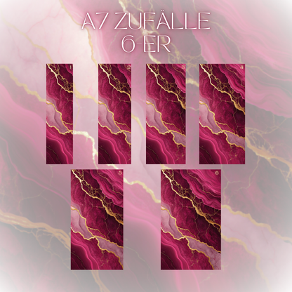 Register A7 Rot Marmor Zufälle 6er Set