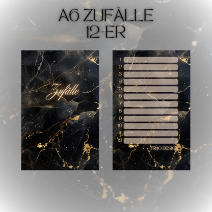 Register A6 Schwarz Marmor Zufälle 12er Set