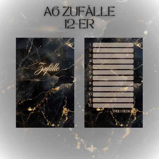 Register A6 Schwarz Marmor Zufälle 12er Set