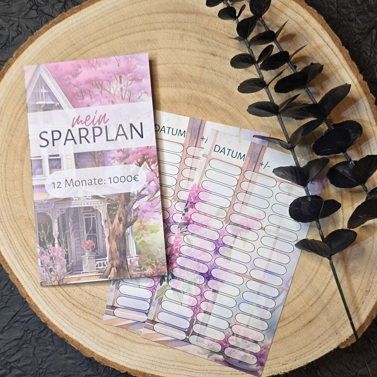 Spareplan Tree Sparplan 1000€ A6 Lila – Trijo Design