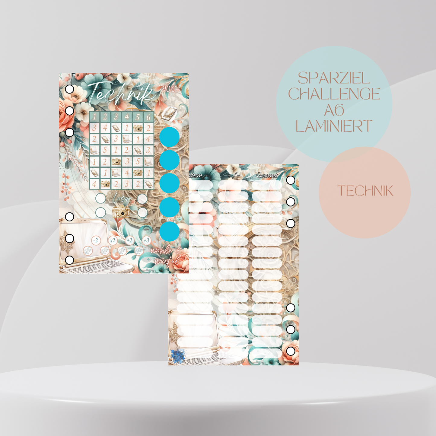 Sparziel Technik Sparchallenge  Peachy Flower A6