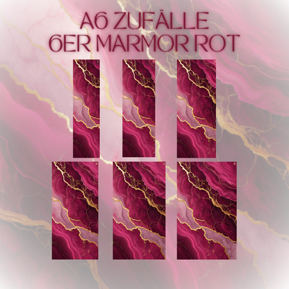 6er Set Register A6 Rot Marmor Zufälle