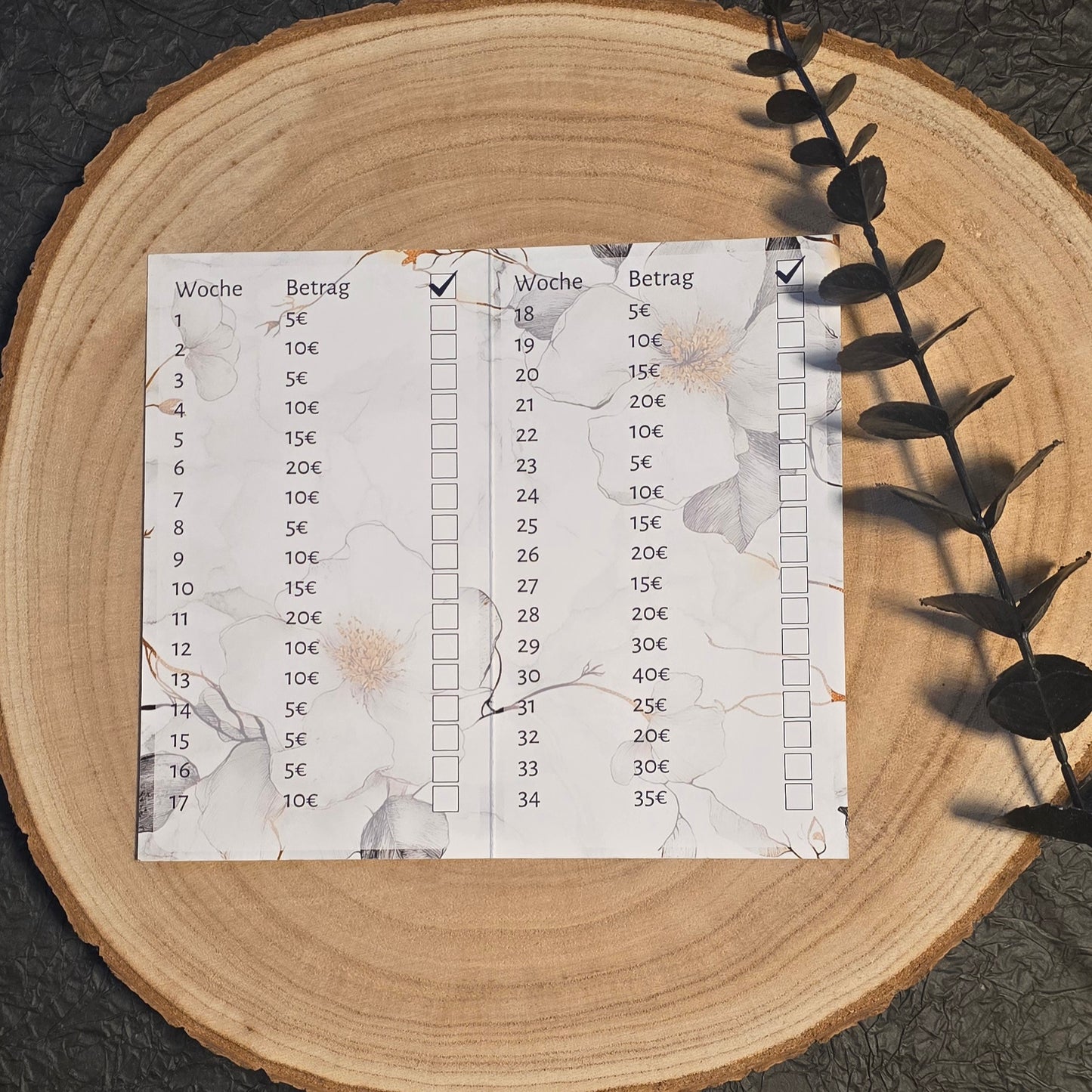 Sparplan 1000€ A6 Blumen