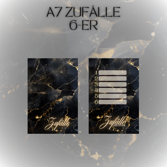 Register A7 Schwarz Marmor Zufälle 6er Set