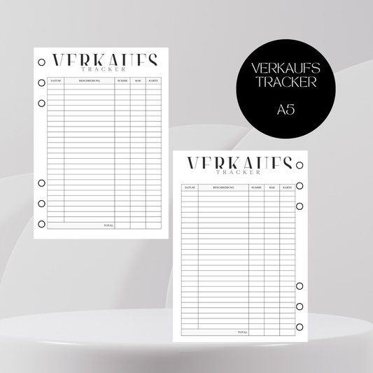 Verkaufs Tracker Einlage A5 Budgetplaner