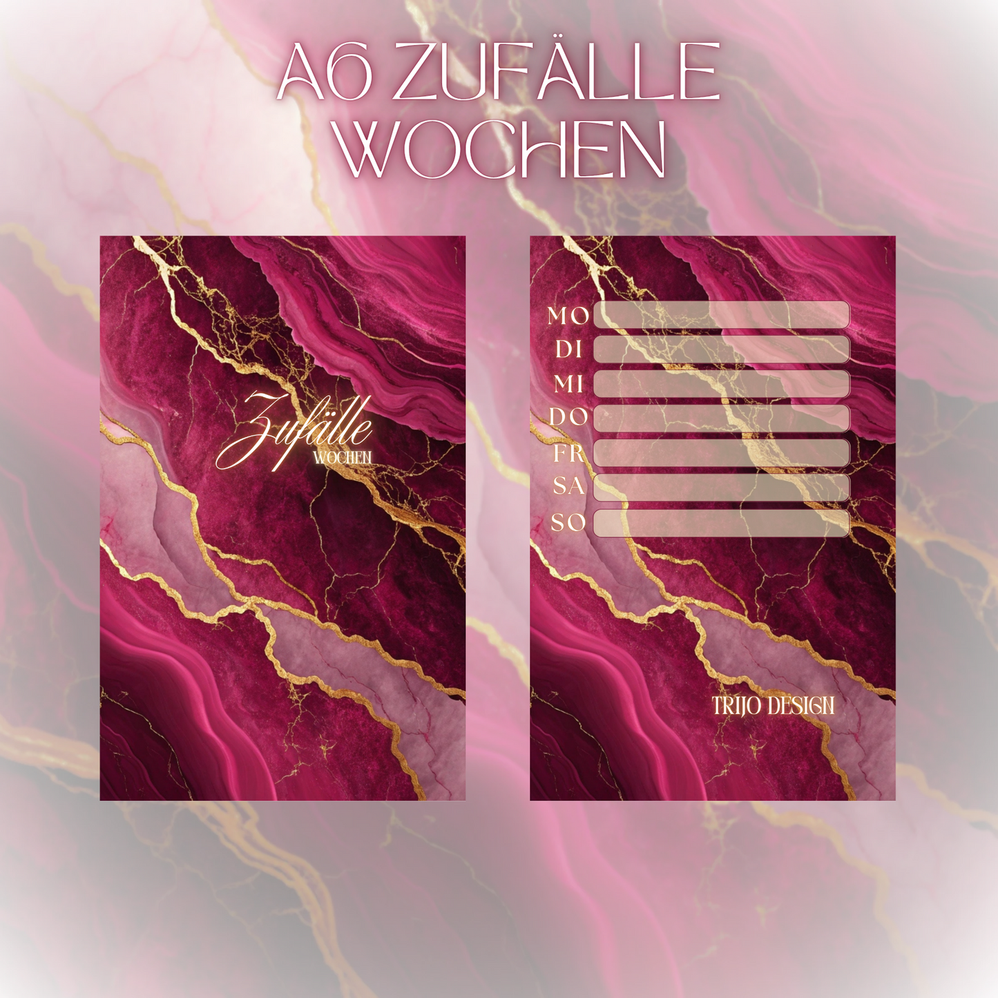 Register A6 Rot Marmor  Zufälle 7 Tage Set Wochen-Zufälle
