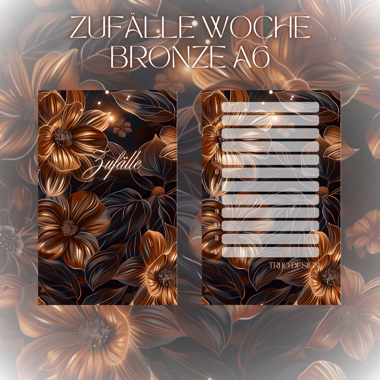 Register A6 Bronze Blumen Zufälle 12er Set