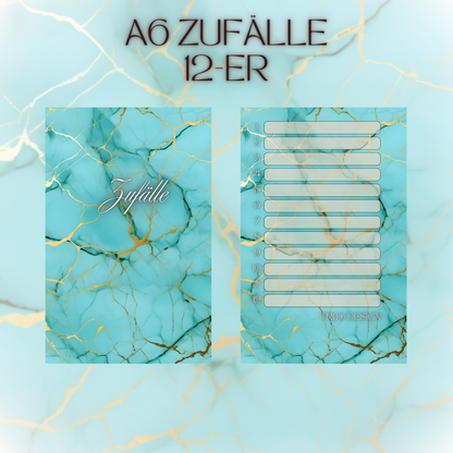 Register A6 Türkis Marmor Zufälle 12er Set