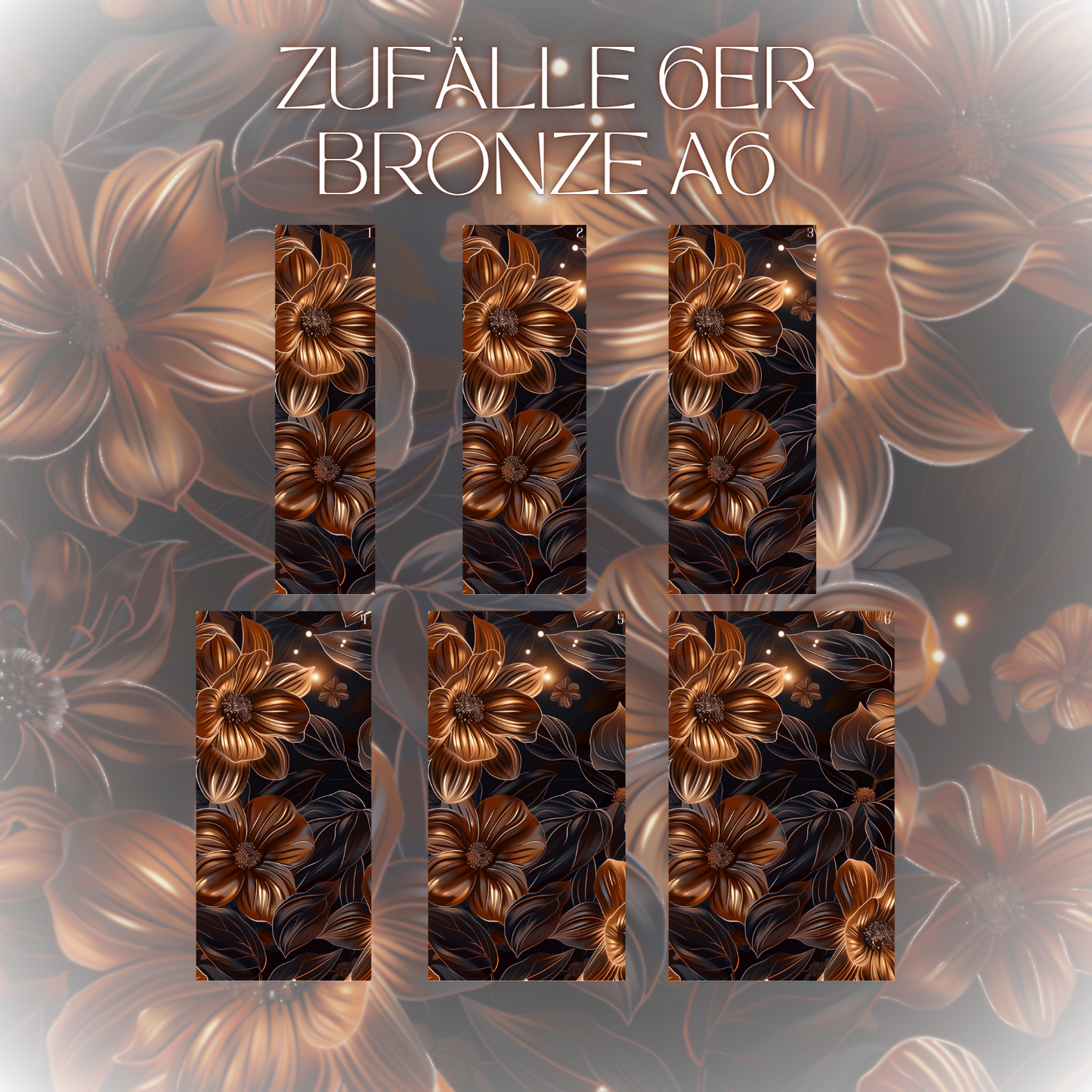6er Set Register A6 Bronze Blumen Zufälle
