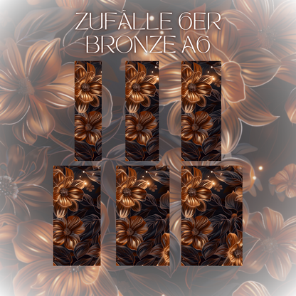 6er Set Register A6 Bronze Blumen Zufälle