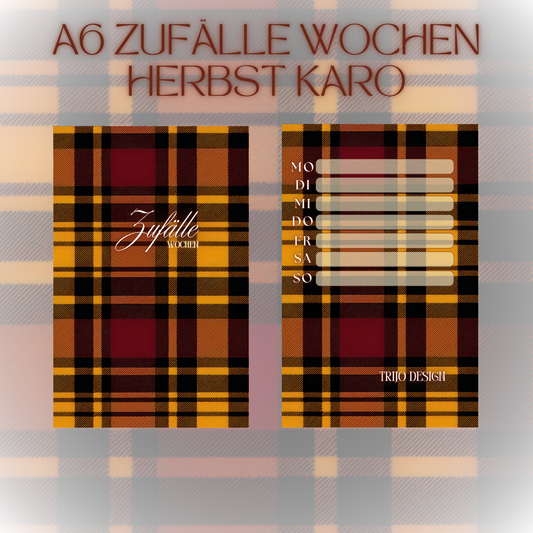 Register A6 Herbst Karo Zufälle 7 Tage Set Wochen-Zufälle