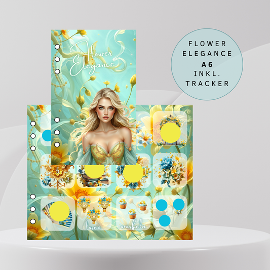 Flower elegance - Mini Jahr Klappkarte A6 zum einheften