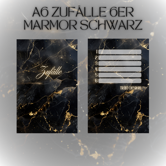 6er Set Register A6 Schwarz Marmor Zufälle