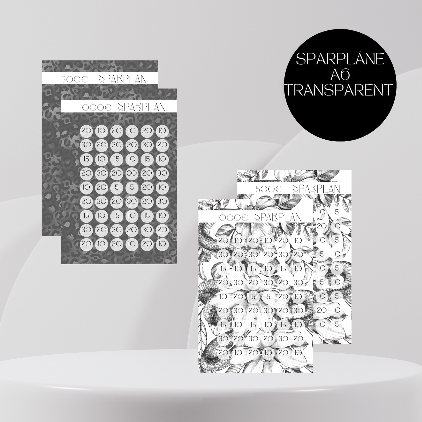 Sparplan versch. Varianten A6 Transparent