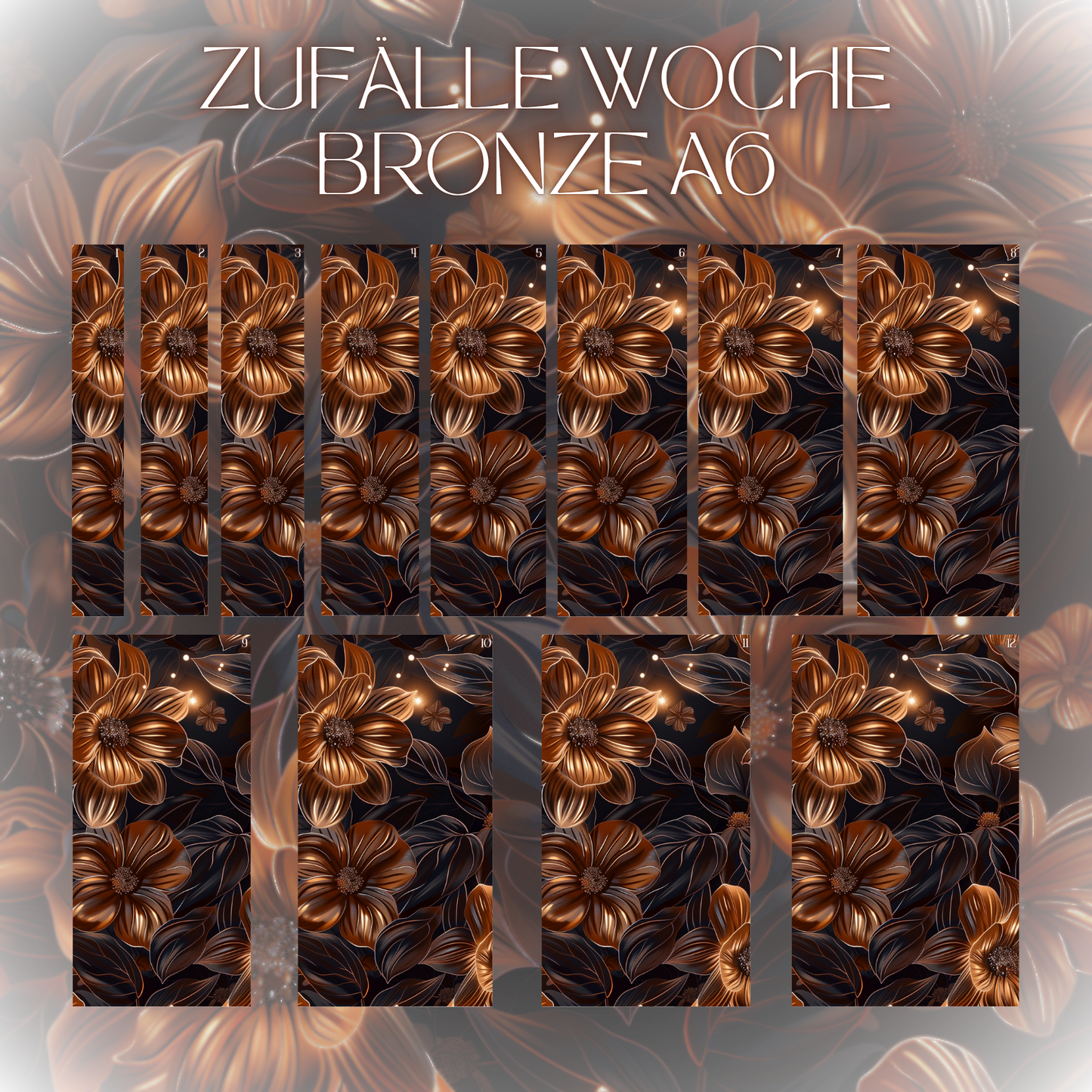 Register A6 Bronze Blumen Zufälle 12er Set