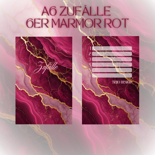 6er Set Register A6 Rot Marmor Zufälle
